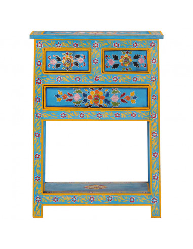 Credenza Turchese 55x30x76 cm in Legno Massello di Mango