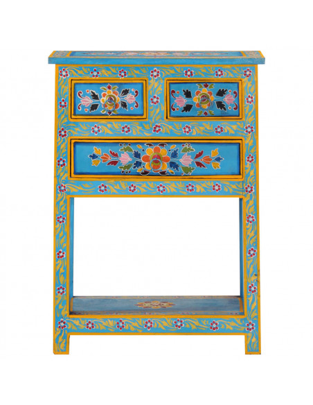 Credenza Turchese 55x30x76 cm in Legno Massello di Mango