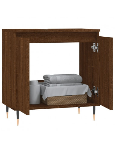 Armadietto Bagno Rovere Marrone 58x33x60cm in Legno Multistrato