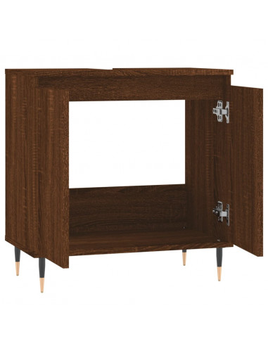 Armadietto Bagno Rovere Marrone 58x33x60cm in Legno Multistrato