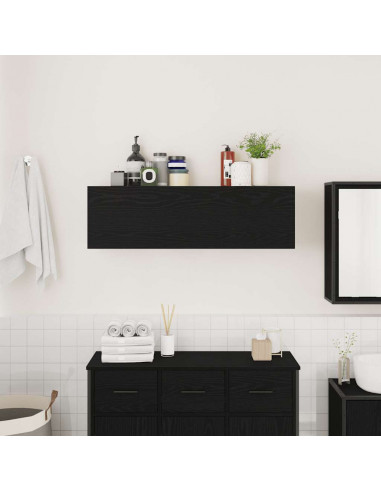 Mobile da Bagno a Parete Nero 100x25x30 cm in Truciolato
