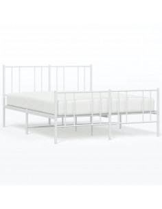 Giroletto con Testiera e Pediera Metallo Bianco 140x190 cm 2