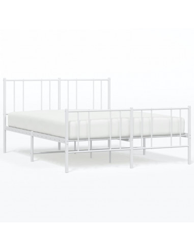 Giroletto con Testiera e Pediera Metallo Bianco 140x190 cm