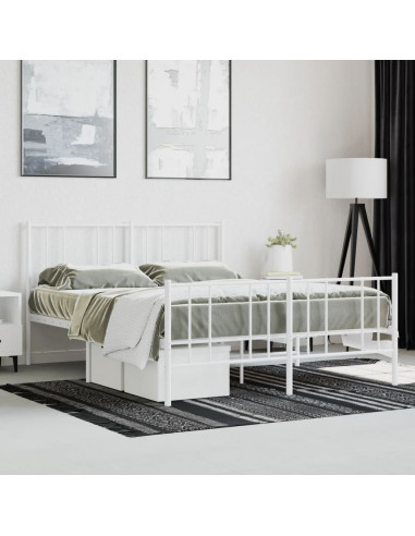 Giroletto con Testiera e Pediera Metallo Bianco 140x190 cm