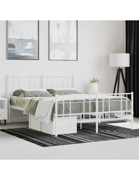 Giroletto con Testiera e Pediera Metallo Bianco 140x190 cm