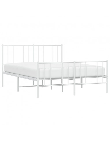 Giroletto con Testiera e Pediera Metallo Bianco 140x190 cm