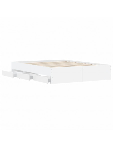 Giroletto con Cassetti Bianco 140x190 cm in Legno Multistrato