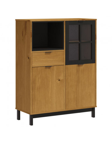 Credenza con Anta in Vetro FLAM 92x40x122,5 cm in Legno di Pino