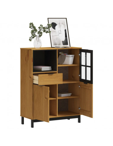 Credenza con Anta in Vetro FLAM 92x40x122,5 cm in Legno di Pino