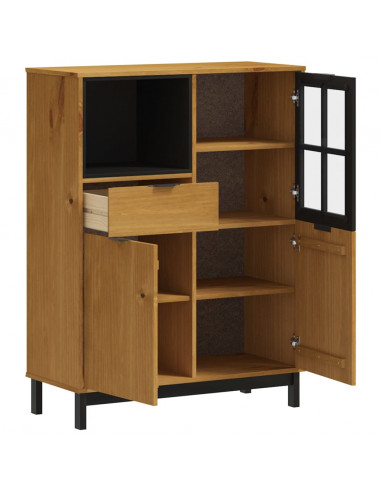 Credenza con Anta in Vetro FLAM 92x40x122,5 cm in Legno di Pino