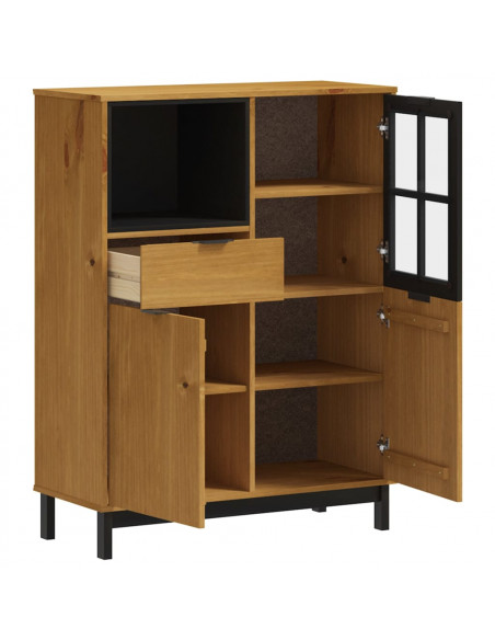 Credenza con Anta in Vetro FLAM 92x40x122,5 cm in Legno di Pino