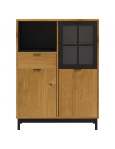 Credenza con Anta in Vetro FLAM 92x40x122,5 cm in Legno di Pino