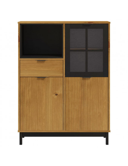 Credenza con Anta in Vetro FLAM 92x40x122,5 cm in Legno di Pino