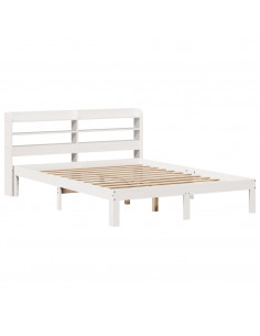 Giroletto con Testiera Bianco 120x190 cm Legno Massello di Pino 2