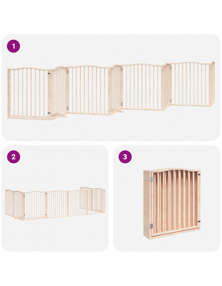 Cancello per Cani Porta Pieghevole 8 Pannelli 640 cm in Pioppo