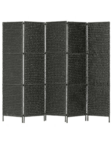 Paravento a 5 Pannelli Nero 193x160 cm in Giacinto d'Acqua