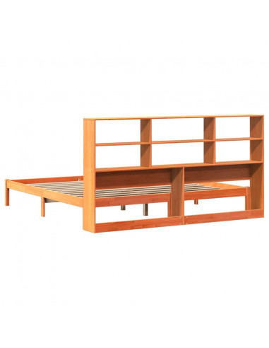 Letto Libreria senza Materasso Marrone Cera 200x200 cm in Pino