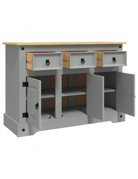 Credenza Corona Grigia 112x43x78 cm in Legno di Pino Messicano