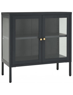 Credenza Antracite 70x35x70 cm in Acciaio e Vetro 2