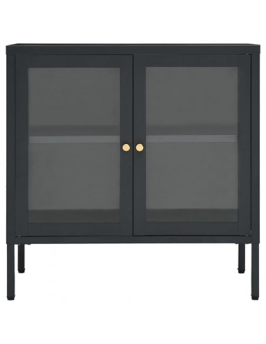 Credenza Antracite 70x35x70 cm in Acciaio e Vetro