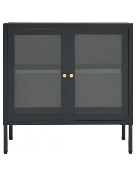 Credenza Antracite 70x35x70 cm in Acciaio e Vetro