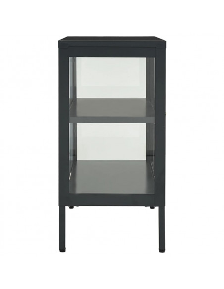 Credenza Antracite 70x35x70 cm in Acciaio e Vetro