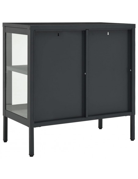 Credenza Antracite 70x35x70 cm in Acciaio e Vetro