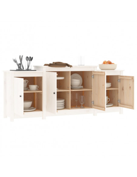 Credenza Bianca 164x37x68 cm in Legno Massello di Pino
