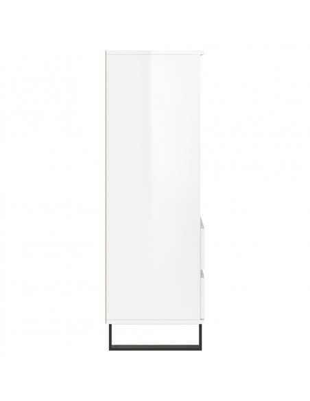 Credenza Bianco Lucido 40x36x110 cm in Legno Multistrato