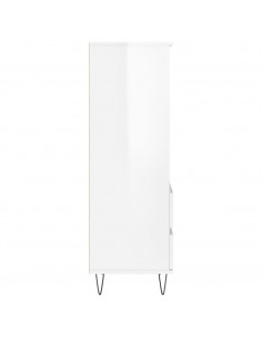 Credenza Bianco Lucido 40x36x110 cm in Legno Multistrato 2