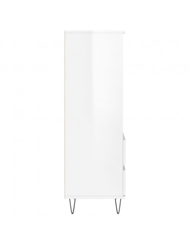 Credenza Bianco Lucido 40x36x110 cm in Legno Multistrato