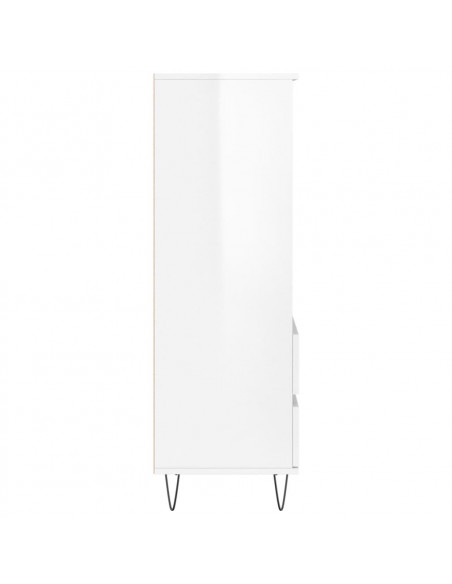 Credenza Bianco Lucido 40x36x110 cm in Legno Multistrato