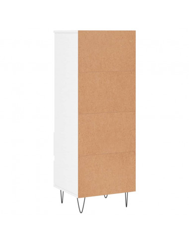 Credenza Bianco Lucido 40x36x110 cm in Legno Multistrato