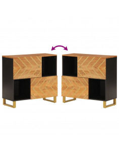 Credenza Marrone e Nera 80x33,5x75cm in Legno Massello di Mango 2