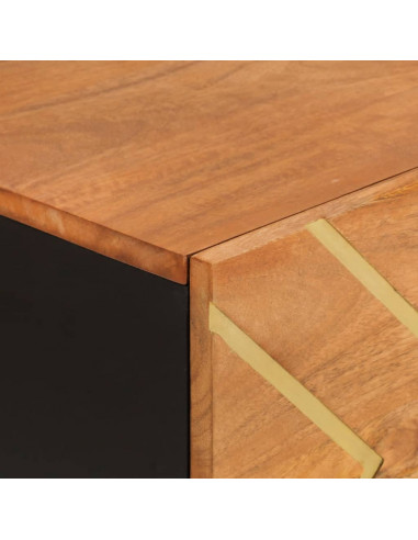Credenza Marrone e Nera 80x33,5x75cm in Legno Massello di Mango