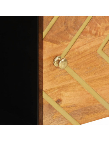 Credenza Marrone e Nera 80x33,5x75cm in Legno Massello di Mango