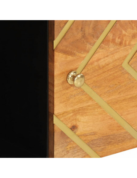 Credenza Marrone e Nera 80x33,5x75cm in Legno Massello di Mango
