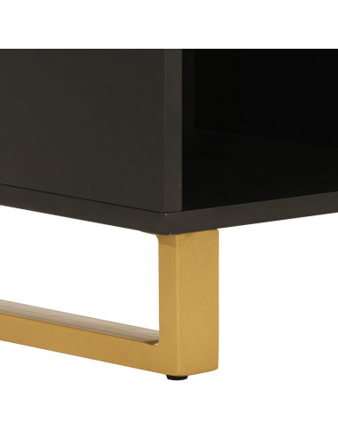 Credenza Marrone e Nera 80x33,5x75cm in Legno Massello di Mango