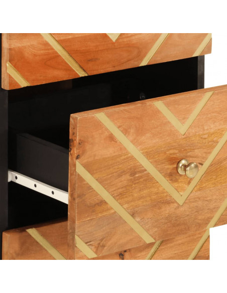 Credenza Marrone e Nera 40x33,5x75cm in Legno Massello di Mango