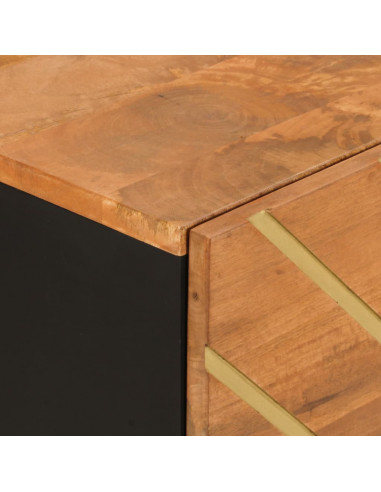 Credenza Marrone e Nera 40x33,5x75cm in Legno Massello di Mango