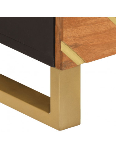 Credenza Marrone e Nera 40x33,5x75cm in Legno Massello di Mango