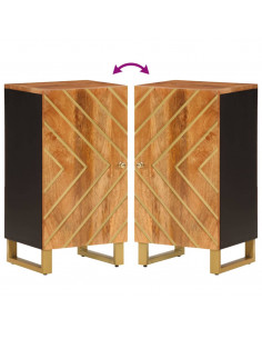 Credenza Marrone e Nera 40x33,5x75cm in Legno Massello di Mango 2