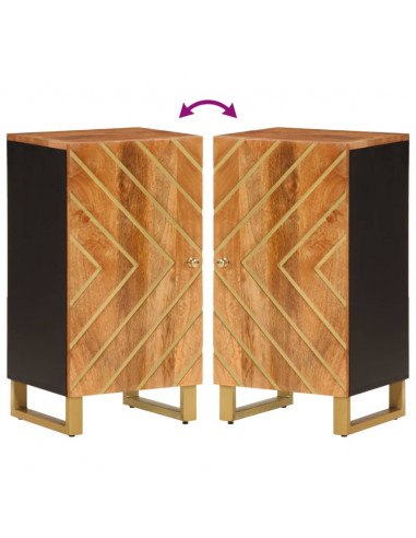 Credenza Marrone e Nera 40x33,5x75cm in Legno Massello di Mango