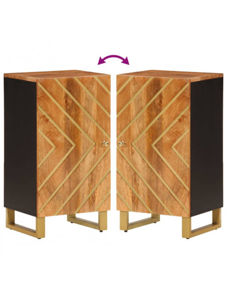 Credenza Marrone e Nera 40x33,5x75cm in Legno Massello di Mango