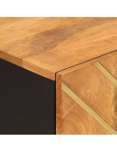Credenza Marrone e Nera 40x33,5x75cm in Legno Massello di Mango