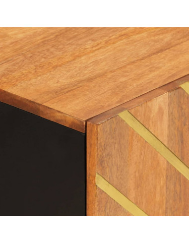 Mobiletto Marrone e Nero 60x33,5x75 cm Legno Massello di Mango