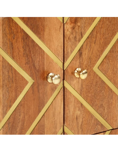 Mobiletto Marrone e Nero 60x33,5x75 cm Legno Massello di Mango