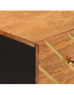 Mobiletto Marrone e Nero 60x33,5x75 cm Legno Massello di Mango 2