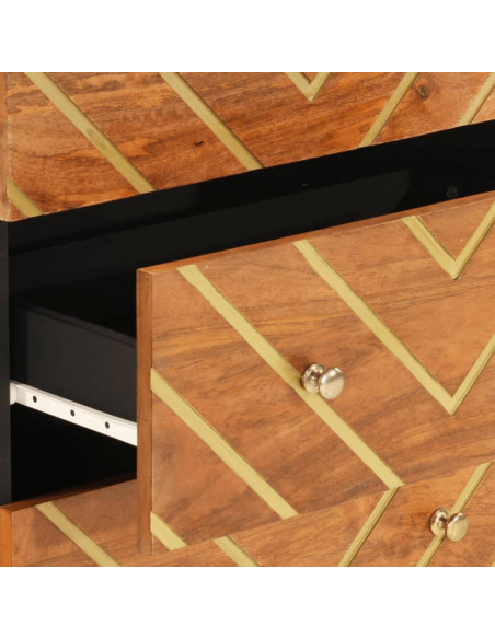 Mobiletto Marrone e Nero 60x33,5x75 cm Legno Massello di Mango