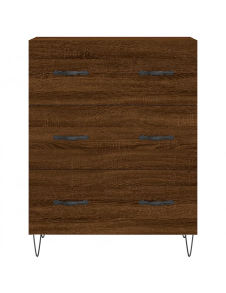 Credenza Rovere Marrone 69,5x34x180 cm in Legno Multistrato